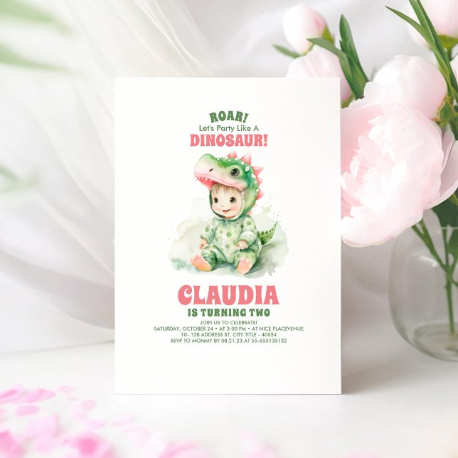 Girl Dinosaur Einladungen zum Geburtstag (Dinosaur Birthday Invitations for Girl!)