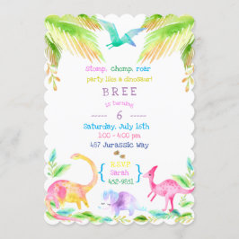 Girl Dinosaur Party in Pastelltönen Einladung