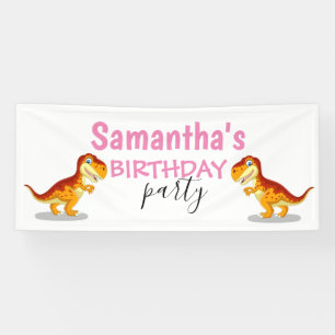 Girl Dinosaur Pink Banner
