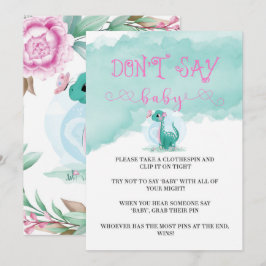 Girl Dinosaur Pink Peony Say Baby Invites
