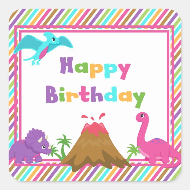 Girl Dinosaur Stickers (Vorderseite)