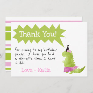 Girl Dinosaur Tutu Vielen Dank Geburtstag Pink Tut Einladung