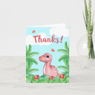 Girl Dinosaur Vielen Dank Dankeskarte