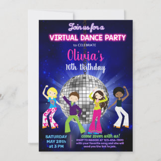 Girl-Disco-Tanz-Party, virtuelles Dance-Party. Einladung