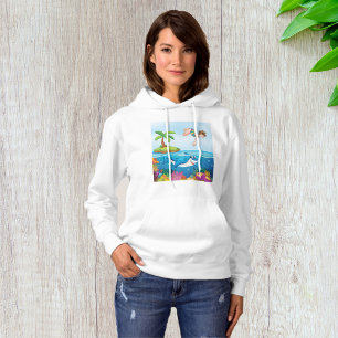 Girl Diving in Ocean Friendly Shark Coral Reef Hoodie