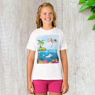 Girl Diving in Ocean Friendly Shark Coral Reef T-Shirt