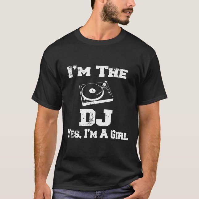 Girl Dj Vintag Turntable Shirt (Vorderseite)