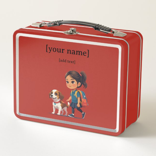 Girl & Dog Lunch Box for Kids (Vorderseite)