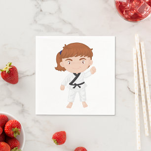 Girl Doing Karate Paper Napkins Serviette