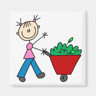 Girl Doing Yardwork Magnet