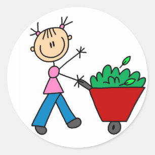 Girl Doing Yardwork Sticker
