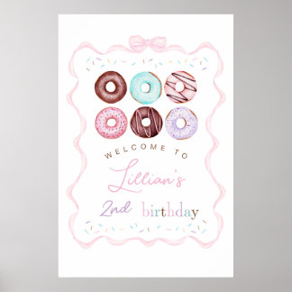 Girl Donut Geburtstagsparty Begrüßungszeichen Poster