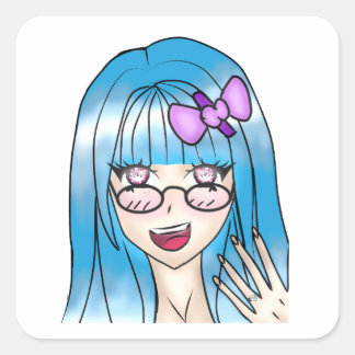 Girl Drawing Quadratischer Aufkleber