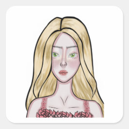 Girl Drawing Quadratischer Aufkleber