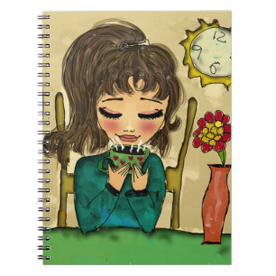 Girl Drink Hot Chocolate Notebook Notizblock