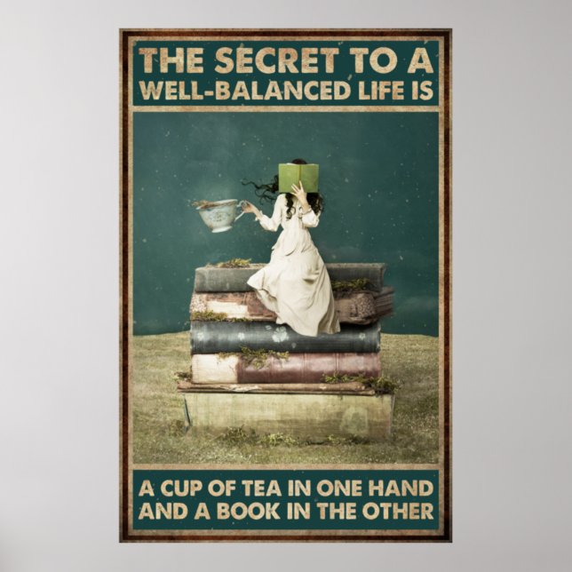 Girl Drink Tee und Liebe Lesebuch Poster (Vorne)