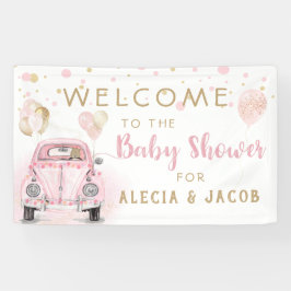 Girl Drive by Baby Dusche Pink Gold Car Banner