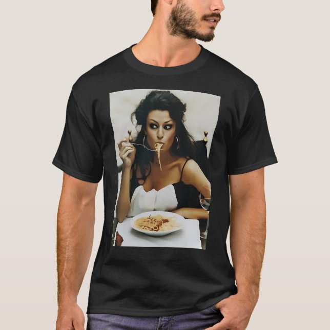 Girl Eating Spaghetti - Sophia Loren T-Shirt (Vorderseite)