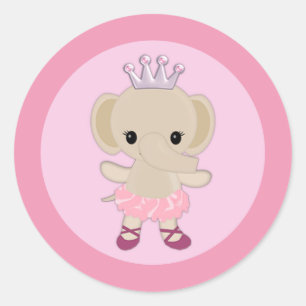 GIRL Elefant Tu Tu Niedlich Baby Shower TTC #10 Runder Aufkleber