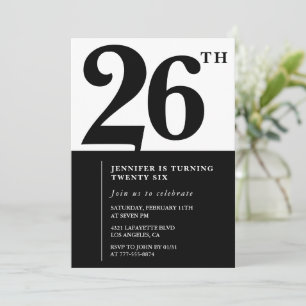 Girl Elegant - Einladung zum 26. Geburtstag Schwar