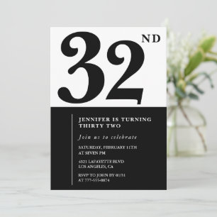 Girl Elegant Einladung zum 32. Geburtstag Schwarz-