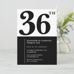 Girl Elegant Einladung zum 36. Geburtstag Schwarz-