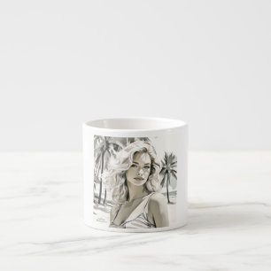 Girl Elegant in Schwarz und Weiß Espressotasse