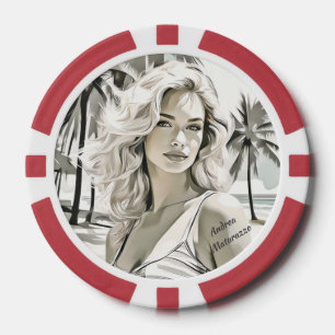 Girl Elegant in Schwarz und Weiß Pokerchips