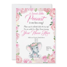 Girl Elephant Baby Dusche Einladung Rose pink