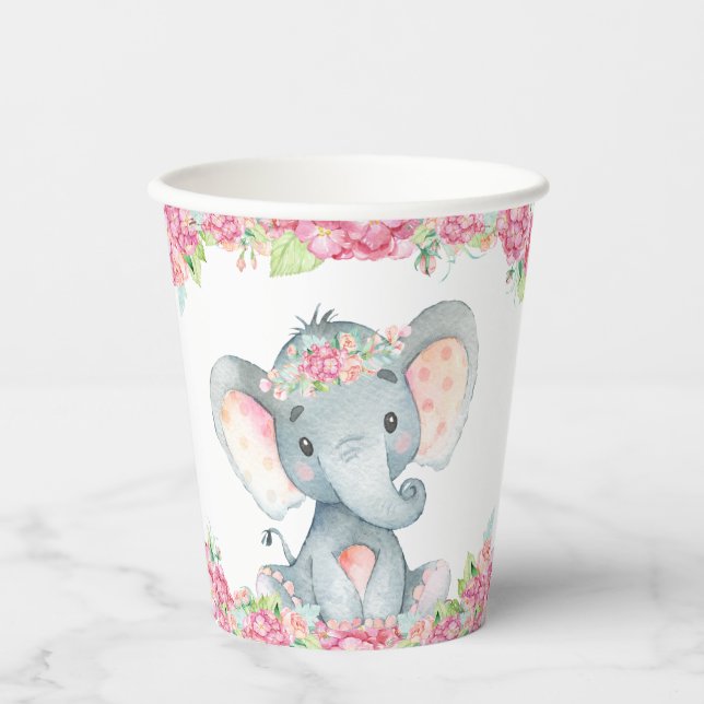 Girl Elephant Baby Duschpapiertassen Pappbecher (Vorderseite)