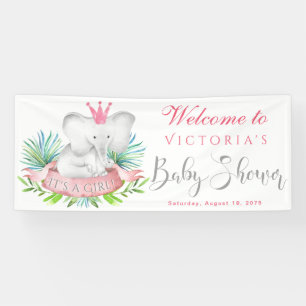 Girl Elephant Baby Shower Banners Banner