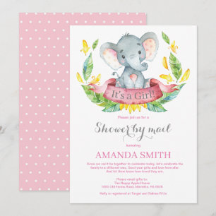 Girl Elephant Baby Shower by Mail Einladung