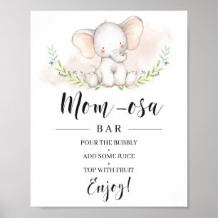 Girl Elephant Baby Shower Mama-osa Bar Sign Poster