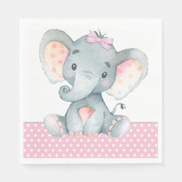 Girl Elephant Baby Showpapier Napkins Serviette