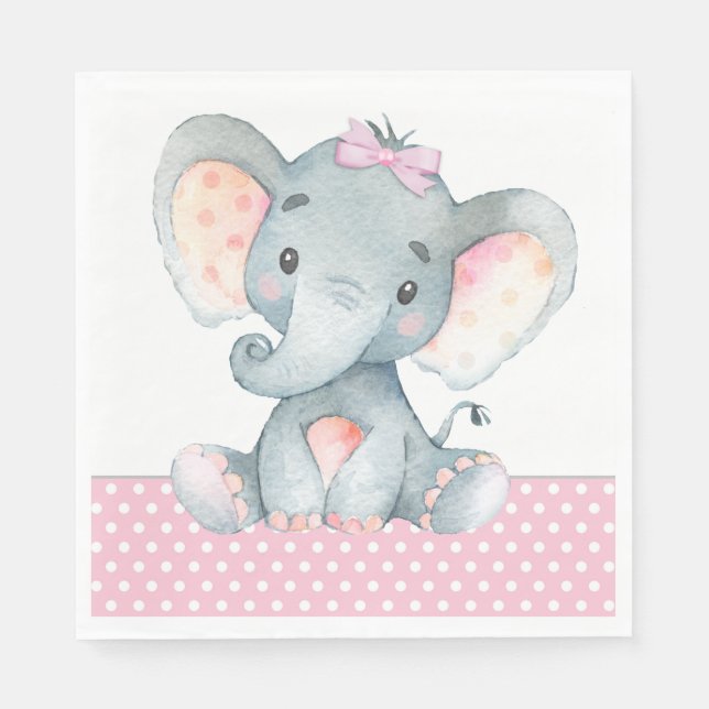 Girl Elephant Baby Showpapier Napkins Serviette (Vorderseite)