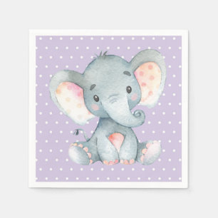 Girl Elephant Babydusche Lila Napkins Serviette