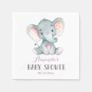 Girl Elephant Babydusche Lila Napkins Serviette