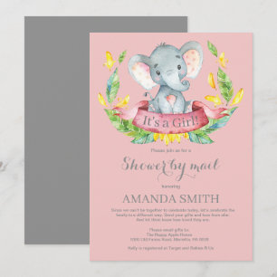Girl Elephant Babydusche per Mail Einladung