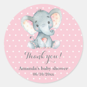 Girl Elephant Babydusche Pink Danke, dass ihr für  Runder Aufkleber