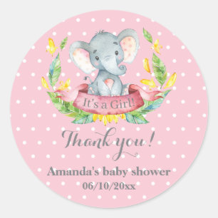 Girl Elephant Babydusche Pink Danke, dass ihr für  Runder Aufkleber