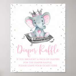 Girl Elephant Babydusche Windeln Raffeltisch Schil Poster