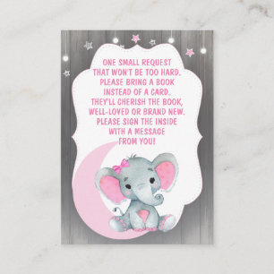 Girl Elephant Book Request Card für Babydusche Begleitkarte