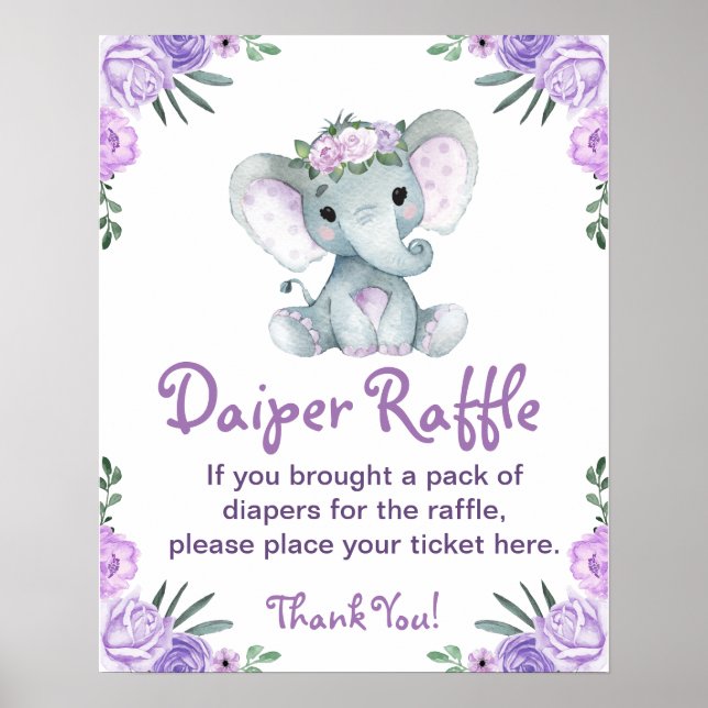 Girl Elephant Diaper Raffle Baby Duschgel Spielzei Poster (Vorne)
