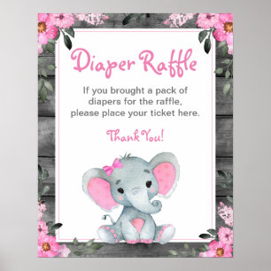 Girl Elephant Diaper Raffle Baby Duschgel Spielzei Poster