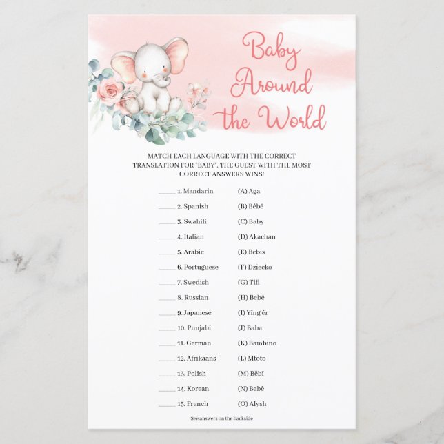 Girl Elephant Eucalyptus Baby Rund um die Welt (Vorderseite)