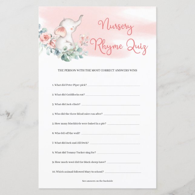 Girl Elephant Eucalyptus wreath Kinderzimmer Rhyme (Vorderseite)