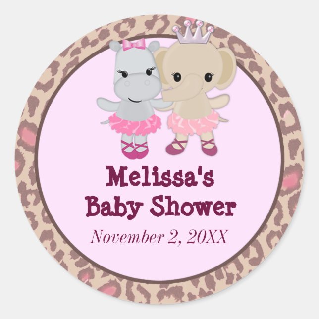 GIRL ELEPHANT HIPPO Tu Niedlich Baby blank TTC #7 Runder Aufkleber (Vorderseite)
