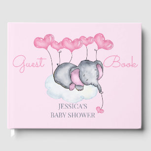 Girl Elephant Pink Baby Dusche Gästebuch