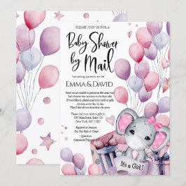 Girl Elephant Pink Balloons Baby Dusche von Mail Einladung
