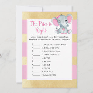 Girl Elephant rät das Price Baby Shower Game Einladung